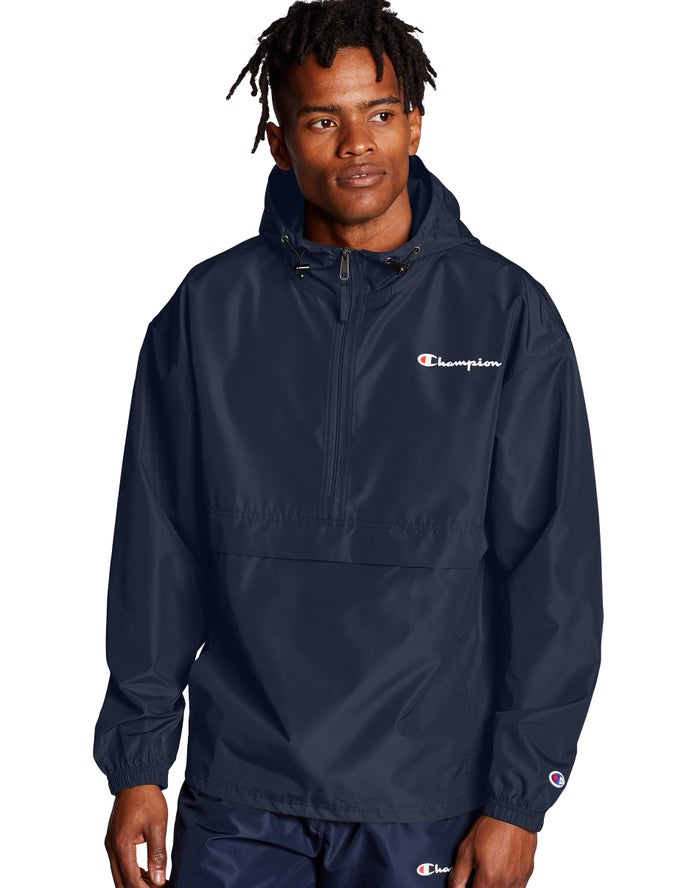 Champion Packable Script Logo Erkek Ceket Lacivert ( MPNYJB305 )